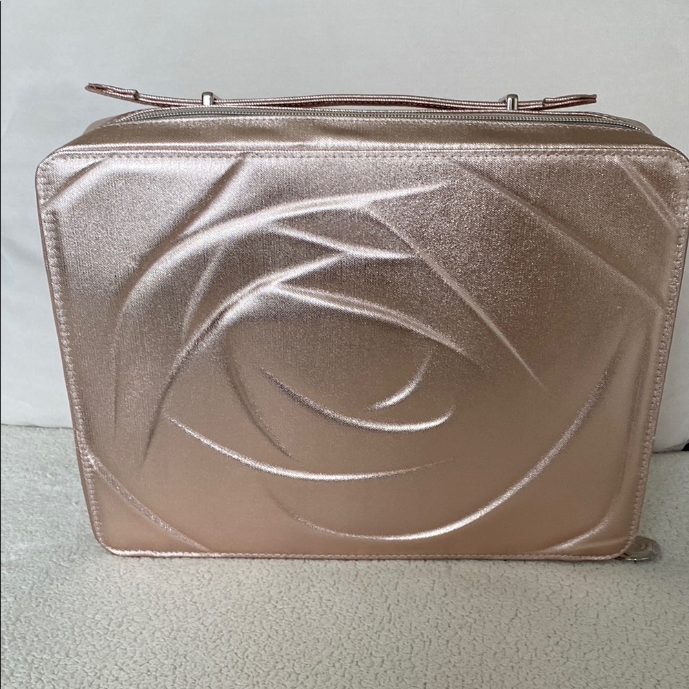New Lancome light pink cosmetic bag. Case with Embossed Floral Design
